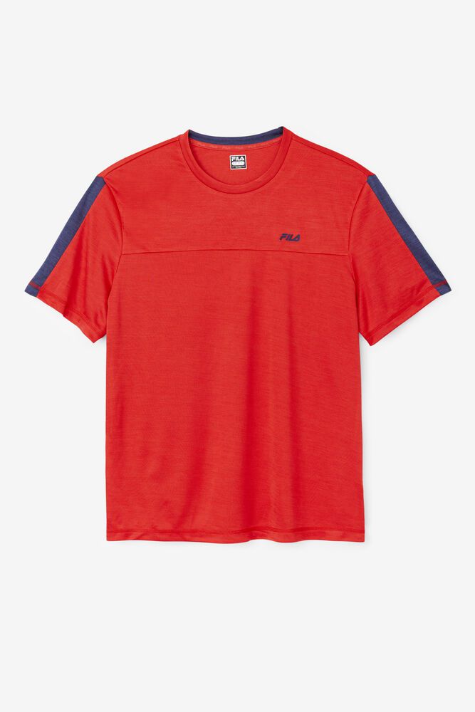 Fila Delfino Crew Red T-Shirt Mens - NZ 32741-UTFX